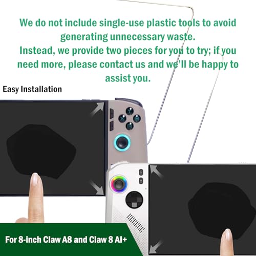 [UltraHD 2 Pack] 9H Tempered Glass Screen Protector Compatible with 2025 MSI Claw A8/ Claw 8 AI+ A2VM Handheld Game Console (8 inch), Anti-Scratch, Anti-Fingerprint, Bubble-Free - color: Glossy