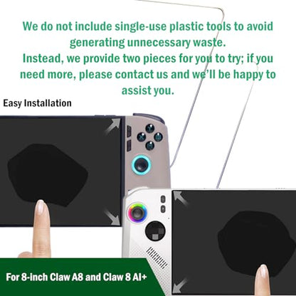 [UltraHD 2 Pack] 9H Tempered Glass Screen Protector Compatible with 2025 MSI Claw A8/ Claw 8 AI+ A2VM Handheld Game Console (8 inch), Anti-Scratch, Anti-Fingerprint, Bubble-Free - color: Glossy