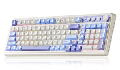 AULA 99 Key Purple Keyboard, Wireless Gaming Keyboard with Number Pad | RGB Backlit,Programmable,Creamy Sounding,Tri-Mode BT/2.4GHz/USB-C,2000mAh Membrane Keyboard,Thocky Computer Keyboards - color: Purple-Beige