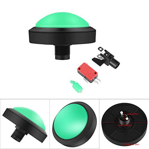Button Kit with 100Mm LED Light Up Button for DIY Assembly Interactive Vending Machines (100#-Green+Three-legged Switch+LED Light)