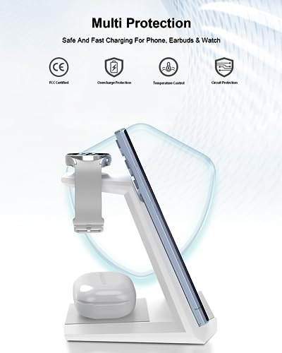 Wireless Charging Station for Samsung - NANAMI 3 in 1 Wireless Charger for Multiple Devices, Fast Charger Stand for Galaxy S25 S24 S23 Ultra S22 S21 Z Flip Fold 4,Watch 6/5/5 Pro/4/3,Galaxy Buds 2 Pro | Charger Stand for Galaxy S26 S25 S24 S23 S22 Z Flip