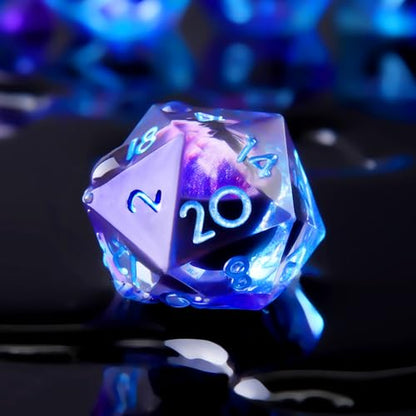 Beholder'S Eye D20 Dice Dragon Eye DND 22MM Single Dice with Resin Sharp Edge 20 Sided D&D - color: D20-blue Purple