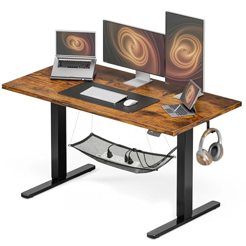Acrolix Electric Standing Desk with Cable Management,Rustic Brown Height Adjustable Desk with Memory Presets, Sit Stand Table for Work from Home, Ergonomic Computer Desk,48 x 24 inch - color: Rustic Brown, size: 48