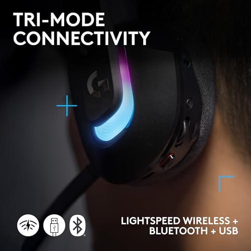 Logitech G522 Lightspeed Wireless Gaming Headset - Black | For PC, 2.4 GHz, Bluetooth & USB-C , <60 Hr Battery, 48 kHz/24 bit Audio, Detachable 48 kHz/16 bit Blue VO!CE Mic, RGB - color: Black