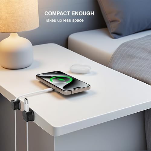 48 Pack Magnetic Cable Clip Organizer Cord Holder, Picozon Adhesive Cable Management, Wire Phone USB Charger Cable Holder, Keeper Organizer for Office Home Desktop Table - Black - size: Pack of 48