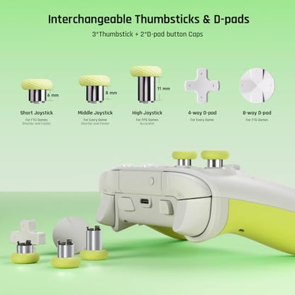 BIGBIG WON PC Controllers for Gaming, Rainbow 2 SE Wireless Controller Motion Aim, Hall Effect Trigger, 12-bit ADC, 3 Sets Joysticks, 4-way&8-way D-pad Controller for Switch/PC/Android/iOS - color: E.Rainbow2SE-Green