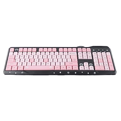 ANGGREK Silent Keyboard Mechanical Keyboard Membrane USB Wired 104 Keys QWERTY with Adjustable Bracket for Laptop Home Office Gaming (Black Pink) - color: Black Pink