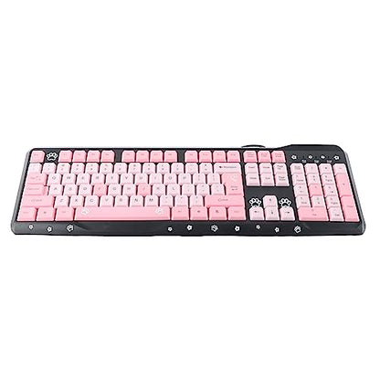 ANGGREK Silent Keyboard Mechanical Keyboard Membrane USB Wired 104 Keys QWERTY with Adjustable Bracket for Laptop Home Office Gaming (Black Pink) - color: Black Pink