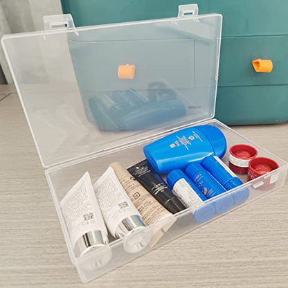4 Pack Rectangular Clear Plastic Storage Containers | 7.87 x 4.72 x 1.38 inch, Hinged Lid, For Beads and Small Craft Items - size: 7.87 x 4.72 x 1.38 inch