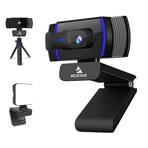 NexiGo 1080P Autofocus Webcam Kits, N930AF FHD USB Web Camera with Privacy Cover, Upgraded Video Conference Lighting, Extendable Tripod Stand, for Zoom/Skype/Teams