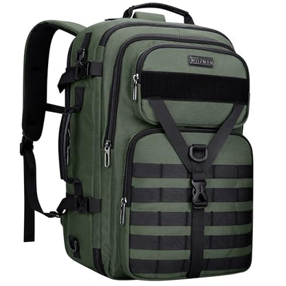 WITZMAN Travel Backpack for Men 45L Convertible Bag Fits 17" Laptop | Large Nylon Carry on Luggage Bag, 3 in 1 Laptop Backpack Airline Approved, For Weekend Getaway, Overnight Trip, B688 Green - color: Light Green