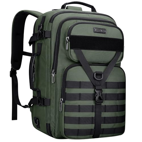 WITZMAN Travel Backpack for Men 45L Convertible Bag Fits 17" Laptop | Large Nylon Carry on Luggage Bag, 3 in 1 Laptop Backpack Airline Approved, For Weekend Getaway, Overnight Trip, B688 Green - color: Light Green