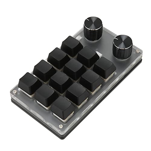 GOWENIC Mini Keypad, USB Wired Bluetooth Dual Mode Gaming Keyboard with Knob, DIY Programmable OSU Mechanical Keyboard Red Switch for Vista, Linux, OS X (12 Keys)