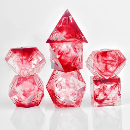 Sharp Edge DND Dice Set Dice，Resin D&D Dice Set for TTRPGs Dungeons and Dragons Gifts， MTG RPG Role Playing Gaming D and D Dice, Dungeons and Dragons D&D Dice with Box Case(Blood)