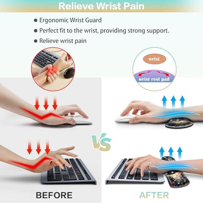 Mouse Pad Anime, Mouse Pad with Wrist Rest, 4-in-1 XXL Large Desk Mat Kawaii Mousepad with Gel Wrist Support Keyboard Wrists Rest Coaster, Ergonomic Gaming Cat Desk Pad, Funny Cute Office Accessories - color: Flowers&Cat
