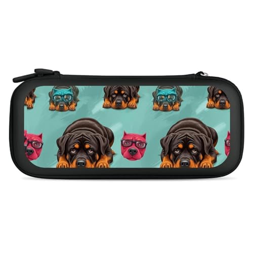 PPIKTC Portable Hard Shell Case Compatible with Nintendo Switch, Travel Carrying Storage Bag with 15 Game Cartridges, Cute Rottweiler Puppy Farm Dog Lazy Animal - color: Design (206)