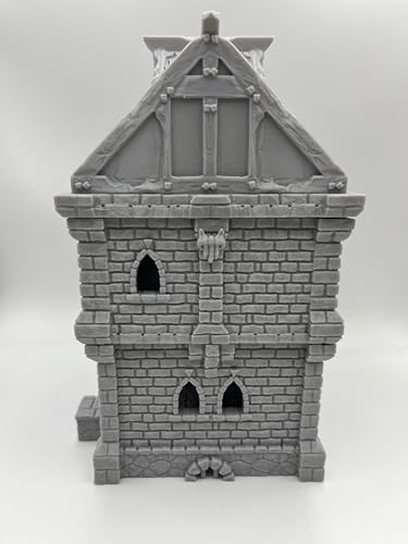 Tabletop Miniature Medieval Castle Building Terrains Compatible with D&D - 28mm Scale Scenery with Medieval Architecture Style, Collectible Dioramas, Paintable, by HAUTICO Gift for Hobby Enthusiasts