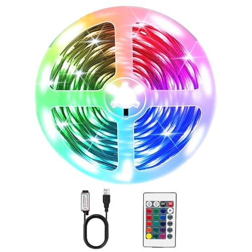 USB LED Strip Lights,16.4ft 5V USB Powered RGB LED Tape Light,Remote Control, Flexible TV Backlight for PC Monitor Desk Bedroom Decor - size: 16.4ft