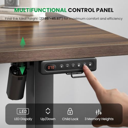 SIAGO 48 x 24 Inch Electric Standing Desk, 0.8 Inch Thick Tabletop | Smooth Height Adjustment, 200lbs Stability, 3 Memory Presets, Cable Management, Pre-Labeled Easy Assembly - color: Walnut, size: 48 x 24 Inch
