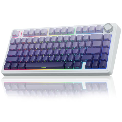 AULA F75 Pro Wireless Mechanical Keyboard,75% Hot Swappable Custom Keyboard,RGB Backlit,Pre-lubed Linear Switches,Side Printed PBT Keycaps Mechanical Gaming Keyboards,Gradient Purple - color: F75 Pro-Gradient Purple