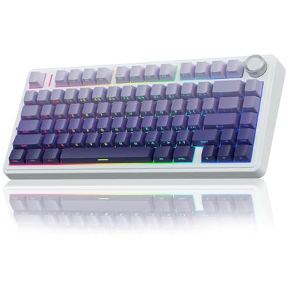 AULA F75 Pro Wireless Mechanical Keyboard,75% Hot Swappable Custom Keyboard,RGB Backlit,Pre-lubed Linear Switches,Side Printed PBT Keycaps Mechanical Gaming Keyboards,Gradient Purple - color: F75 Pro-Gradient Purple