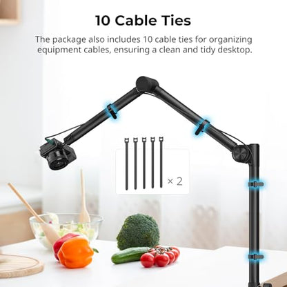 SmallRig Overhead 3-Section Desktop Camera Bracket, Damping Boom Arm Desk Mount with 360 Rotatable Ball Head, Tabletop C Clamp, Max Load to 4.4lbs / 2kg for Photography Videography Live Stream - style: Clamp 4324