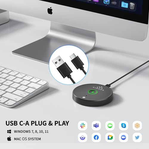USB Microphone No Speaker,Desktop Computer Mic, Mute Button with LED Indicator,AI Noise Reduction,Plug & Play Omnidirectional External Microphone for Laptop,for Online Calls/Class/Recording Video