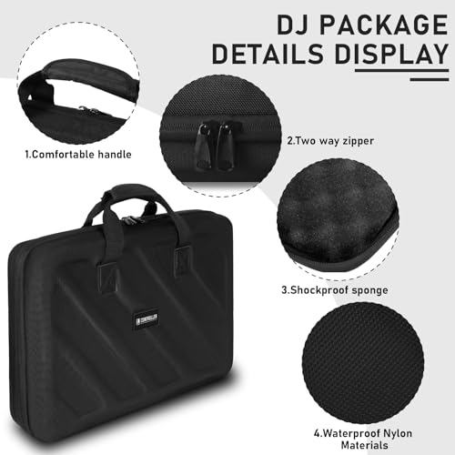 Hard Case Compatible with Pioneer DJ Controller DDJ-FLX4/DDJ-400/DDJ-SB2/DDJ-200/DDJ-SB3/DDJ-RB Protective Carrying Storage Bag,Black(S-20.8 x 14.5 x 3.5 Inch) - size: DDJ-FLX4