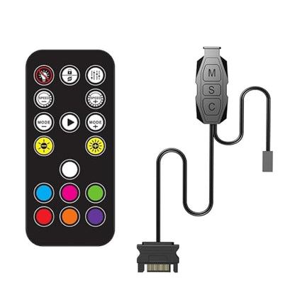 ShakingTank Mini ARGB PC Fans Controller Kit for RGB Case Fans, PC ARGB LED Strip，14 Key-17Key Remote Control Switch Colors Fan - style: 14 KEY ARGB PC Fans Controller Kit