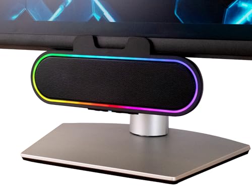 Cyber Acoustics USB Speaker Bar with LED Lights (CA-2890GX) – USB Powered Speaker Bar for PC and Mac, Dynamic LED Lights Sync to Music, Clamps to Monitors up to 1.5 Inches, Great for Music and Gaming - style: USB & LED