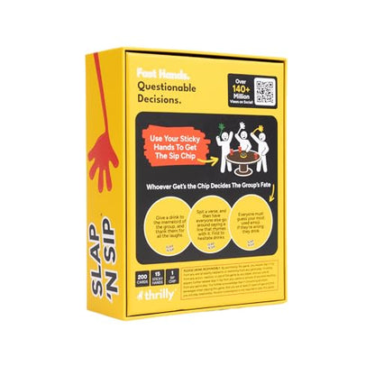 Slap N Sip A Hilarious Drinking Game with Sticky Hands, 200 Cards & A Sip Chip, Fast-Paced Adult Party Game for Game Nights, Funny Gift for Adults Ages 21+