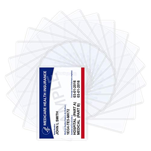 Wisdompro 20 Pack New Medicare Card Protector Sleeves, 6 Mil Clear PVC | Soft and Flexible Wallet Size Slot for Social Security Card, Insurance Card, Credit Card, Debit Card, Driver’s License - size: 20 Pack