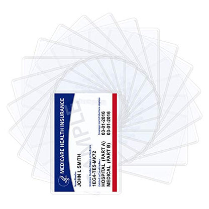 Wisdompro 20 Pack New Medicare Card Protector Sleeves, 6 Mil Clear PVC | Soft and Flexible Wallet Size Slot for Social Security Card, Insurance Card, Credit Card, Debit Card, Driver’s License - size: 20 Pack