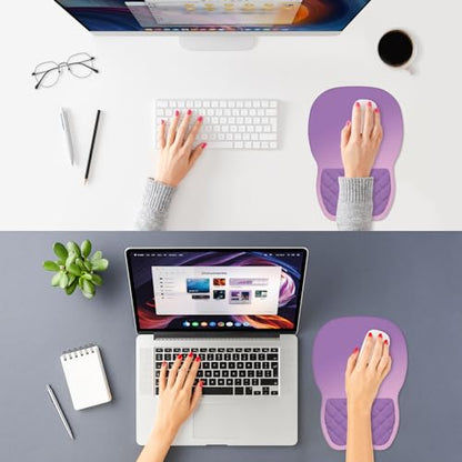 ITNRSIIET Ergonomic Mouse Pad Wrist Support with Memory Foam Massage Bulge & Non-Slip PU Base, Carpal Tunnel Pain Relief, Prevent Wrist Sweating, 12 x 8 x 1.2 inch, Purple Pink Gradient - color: Purple Pink Gradient