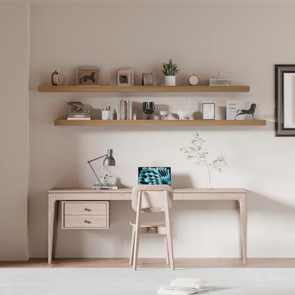 72 inch Long Floating Shelves for Wall,Solid Wood Long Wall Shelves Set of 2,Natural Wooden Mounted Shelf,Bookshelf Bathroom Shelves (Natural, 72 Inch) - color: Natural, size: 72 Inch set of 2