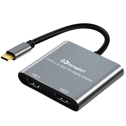 USB C to Dual HDMI Adapter, USB Type-C to 2 HDMI Display Converter, 4K@60Hz/Dual 4K@30Hz for Mac/Lenovo/Dell, Plug and Play Compatible with Windows & Mac OS, Support Thunderbolt 3 & USB-C Laptop - style: USB C to 2 HD