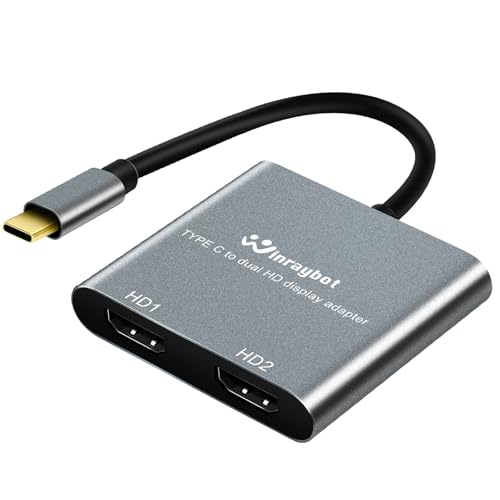 USB C to Dual HDMI Adapter, USB Type-C to 2 HDMI Display Converter, 4K@60Hz/Dual 4K@30Hz for Mac/Lenovo/Dell, Plug and Play Compatible with Windows & Mac OS, Support Thunderbolt 3 & USB-C Laptop - style: USB C to 2 HD