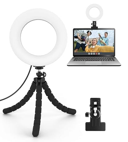 Video Conference Lighting Kit， Ring Light for Computer | Clip on Light Reading Lights, 360 ° Flexible Gooseneck Bed Night Light ， Laptop Video Conferencing - size: 6 Inch