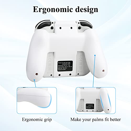GLDRAM Joypads Charger for Nintendo Switch & Switch OLED Accessories, Switch Controller Charging Grip with LED Indicator, Charging Cable and 6 Thumb Caps, Charger Dock Stand-White