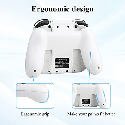 GLDRAM Joypads Charger for Nintendo Switch & Switch OLED Accessories, Switch Controller Charging Grip with LED Indicator, Charging Cable and 6 Thumb Caps, Charger Dock Stand-White