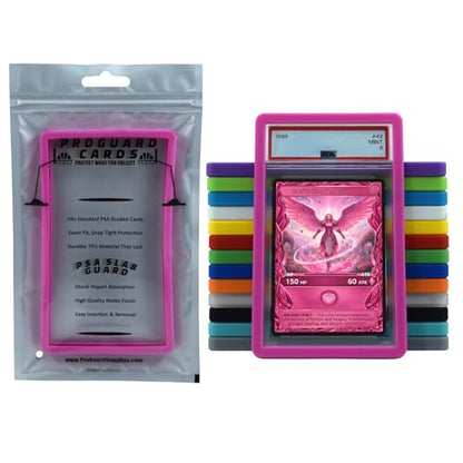 PSA Slab Guard Bumper for Standard PSA Graded Cards | Strong TPU, Exact Fit, Snap Tight Protection | Shock Absorption | Matte Finish PSA Slab Guard Protector (Pink) - color: Pink