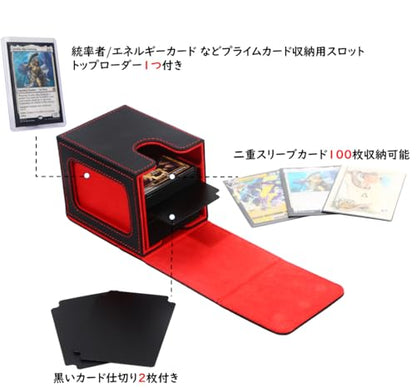 MTG Deck Box with Commander Display Window (Grey&Grey, 1 window) | Holds 120 Single/100 Double-Sleeved Cards, Fit MTG/PTCG/OPTCG Cards, Strong Magnet, PU Leather, With 2 Dividers & 1 Toploader - color: Grey and Grey