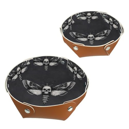 2Pcs PU Dice Holder Folding for RPG DND Table Games, Dice Trays Storage Box Portable Folding Rolling Dice Tray, Moth Skull Grey - color: Multi 9