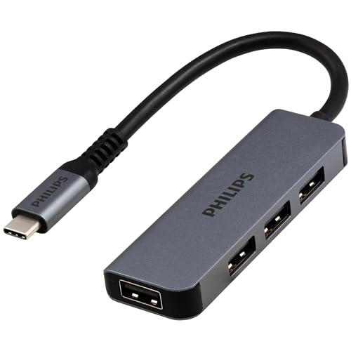 Philips USB C to USB Hub for Laptop, 4 USB 2.0 Ports, USB C Hub | Multiport Adapter for MacBook Pro, MacBook Air, 480 Mbps Data Transfer Speed, USB C Laptops Docking Station, SWL3573S/37 - style: USB-C to 4 Port USB