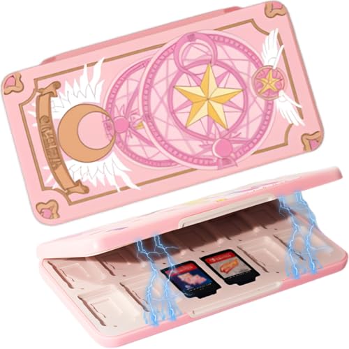 Daspken 24 Game Holder Slots and 24 SD Micro Card Slots for Nintendo Switch/Lite/OLED,Magic Array Style Games Cartridge Cases for Kids Girls Kawaii Storage Box