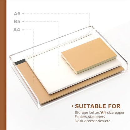 SANRUI 4 Tier Clear Desk Paper Letter Organizer Trays, A4 Stackable File Document Tray, Acrylic Desk Organizers and Accessories Sorter, Workspace Office Supplies Organizers,12.4inx8.86inx6.64in - style: Thin 4 Tier Trays