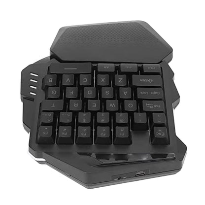 2.4G Wireless One Handed Gaming Keyboard, 35 Keys RGB Gaming Keypad with Recessed Keycaps, Compact Single Hand Keyboard for Computer, ABS Mini Mechanical with 2000mAh