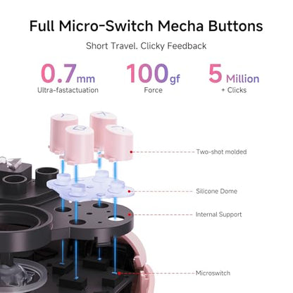 Mobapad Chitu2 HD Switch 2 Wireless Controller, TMR Glide Joysticks [ZERO Drift], Charging Dock, HD Rumble, NFC, Turbo, Programming, Mechanical Buttons - Gamepad for Nintendo Switch/Switch 2 & Windows PC - color: Pink
