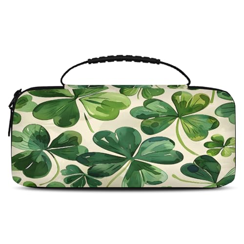Adornori St. Patrick's Day Clover Carry Case Compatible with Nintendo Switch 2, with 20 Games Cartridges, Green Shamrock Irish Portable Travel Carrying Case Pouch for Accessories & Games - color: Multicolor 18