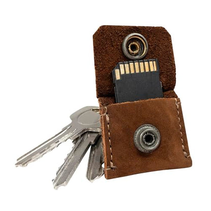 Hide & Drink Rustic Leather Switch Cartridge Game Keychain / SD Card / Guitar Pick Holder Handmade (Swayze Suede) - color: Swayze Suede